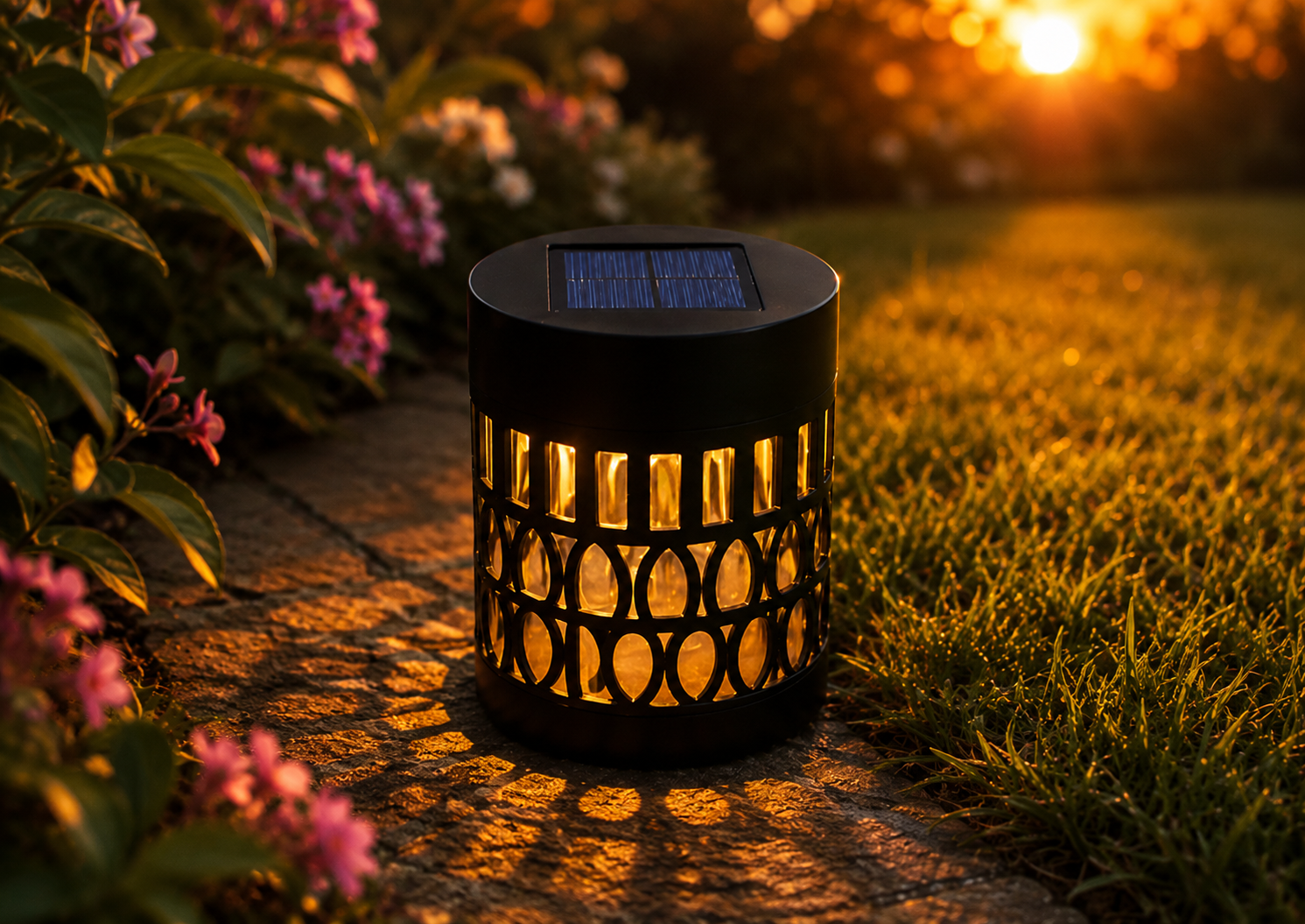 Cozy Garden solar light charging from sunlight during the day