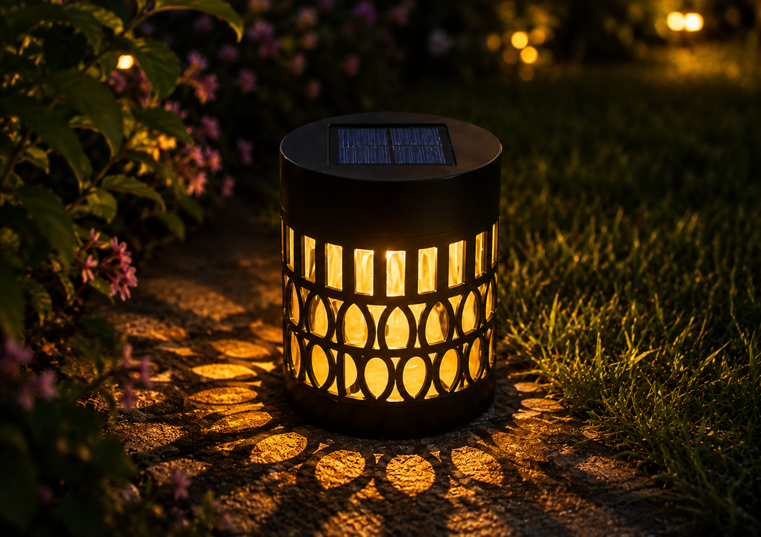 Cozy Garden solar light automatically illuminating at night